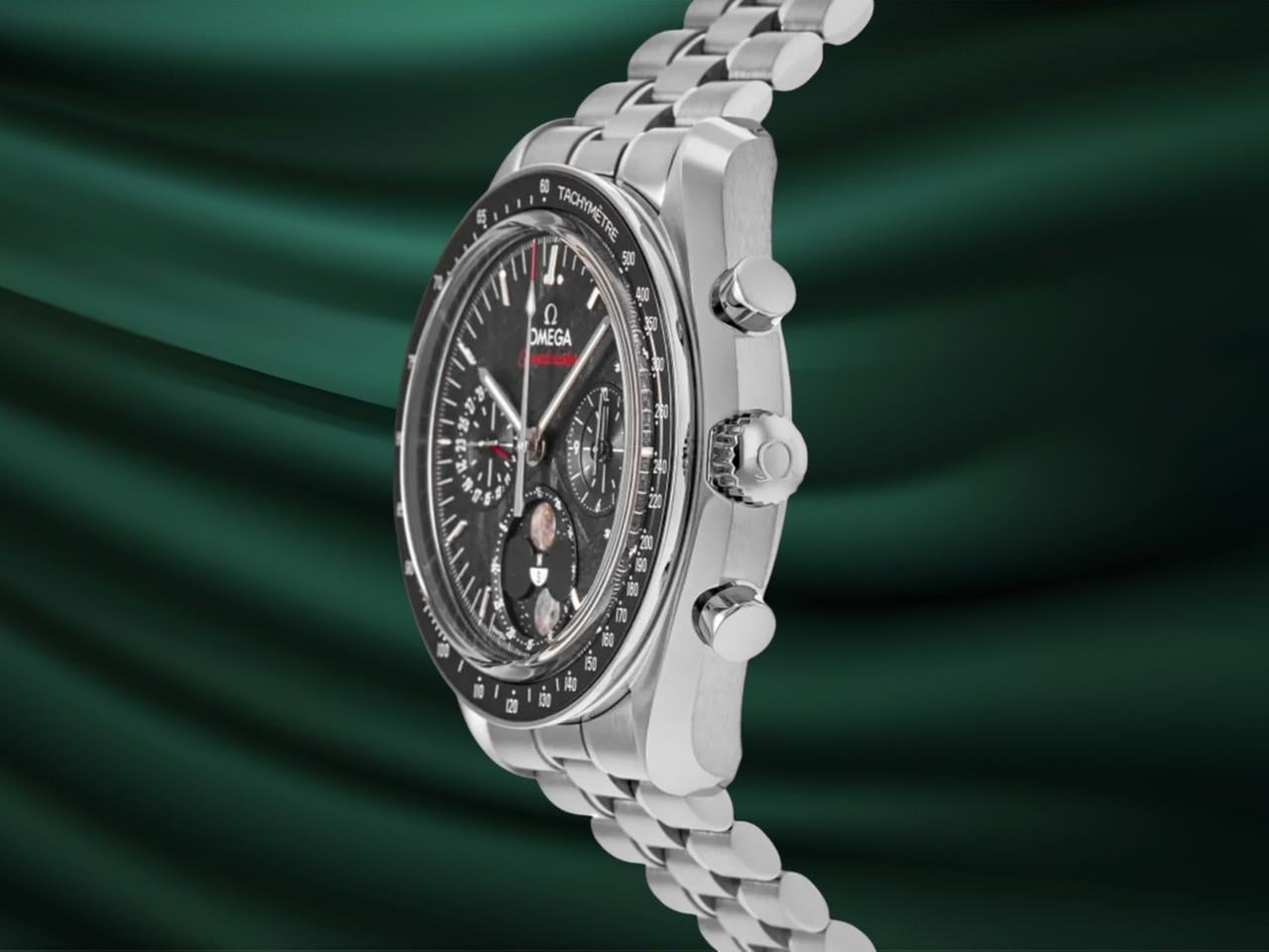 Omega Speedmaster NEW Moonphase Stainless Steel / Black Meteorite / Bracelet 304.30.43.52.01.001 2025 fullset - view 3