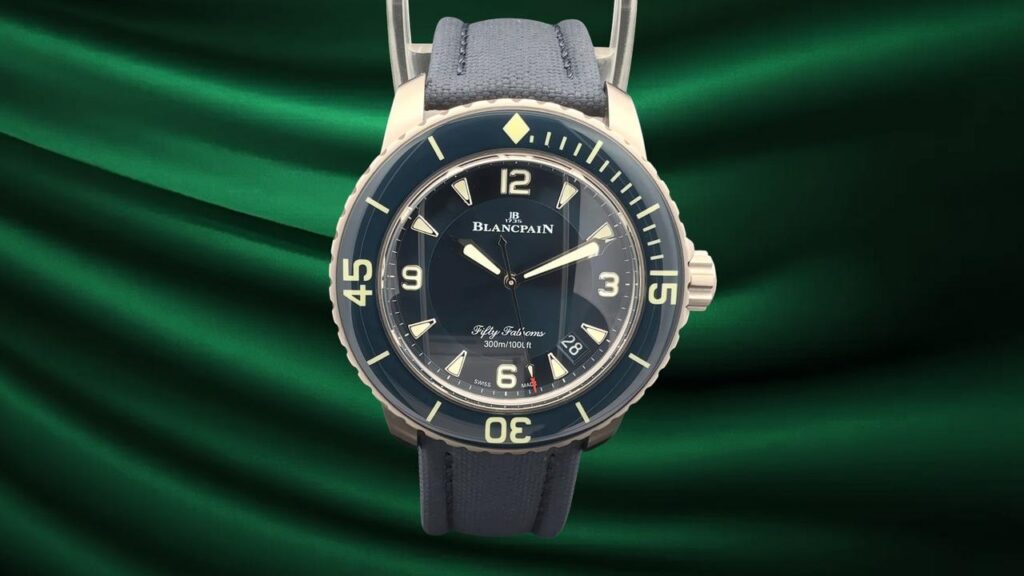 Blancpain Fifty Fathoms Titanium Blue dial Sailcloth 5015-12B40-O52A Full Set