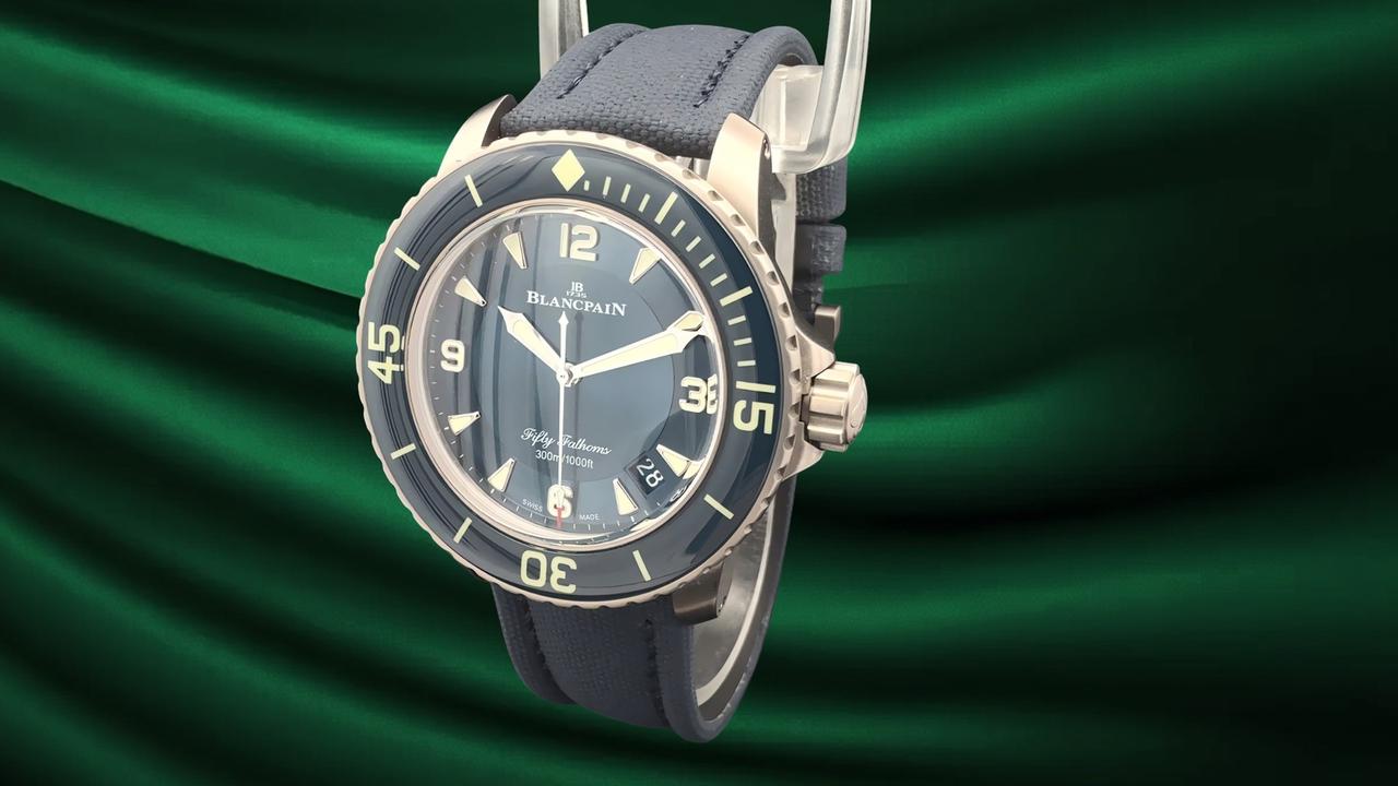 Blancpain Fifty Fathoms Titanium Blue dial Sailcloth 5015-12B40-O52A Full Set - view 2