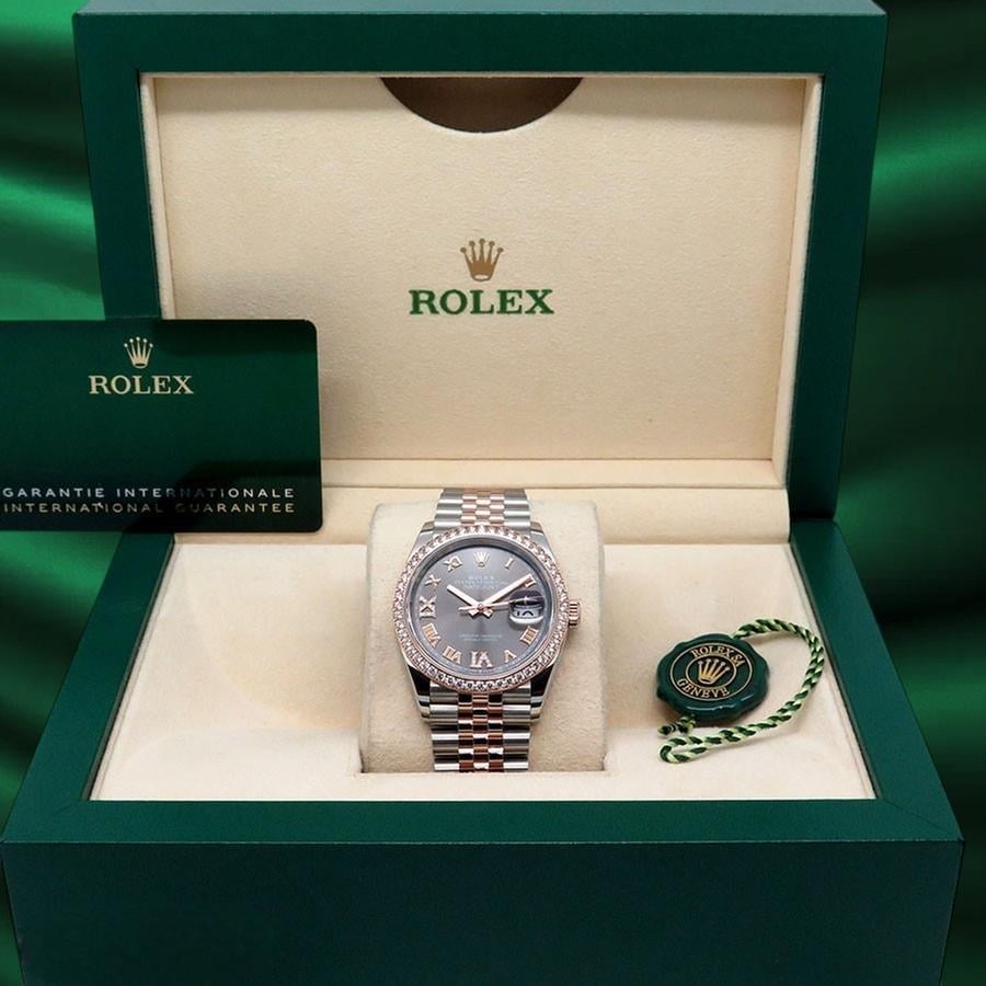 Rolex Datejust NEW Datejust 36 Stainless Steel / Everose / Diamond / Slate Roman Diamond / Jubilee 126281RBR-0011