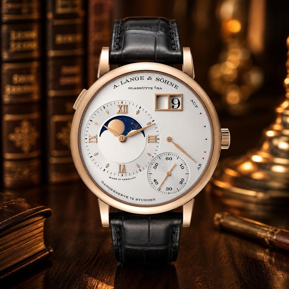 A. Lange & Söhne Grand Lange 1 2022 BOX-PAPERS Grand Lange 1 Moonphase Pink Gold Silver dial 41mm 139.032