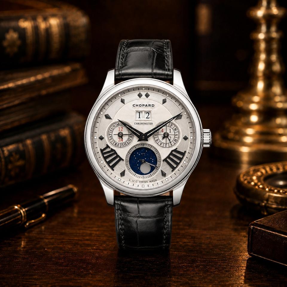 Chopard L.U.C Ref. 16/1894 L.U.C Lunar One Limited Edition White Gold Perpetual Calendar Leap year moonphase 24 hour indication