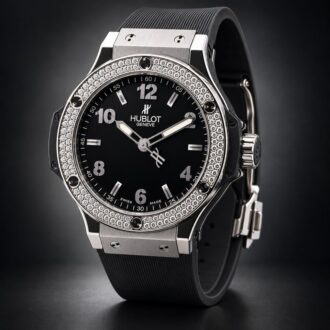 Hublot Big Bang 38 Quartz Stainless Steel - Diamond / Black / Rubber Ref. 361.sx.1270.rx.1104 - view 2