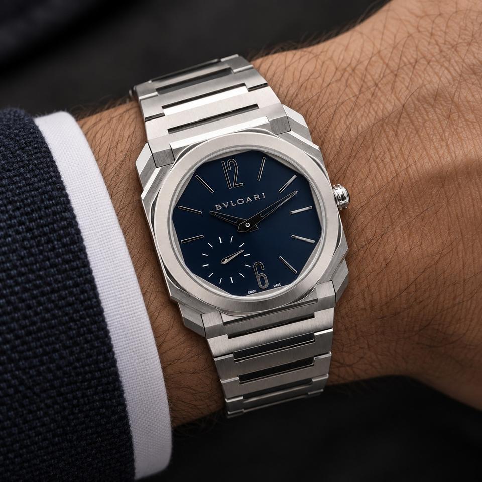 Bulgari Octo Finissimo S Stainless Steel / Blue / Bracelet 103431 FULL SET Excellent condition
