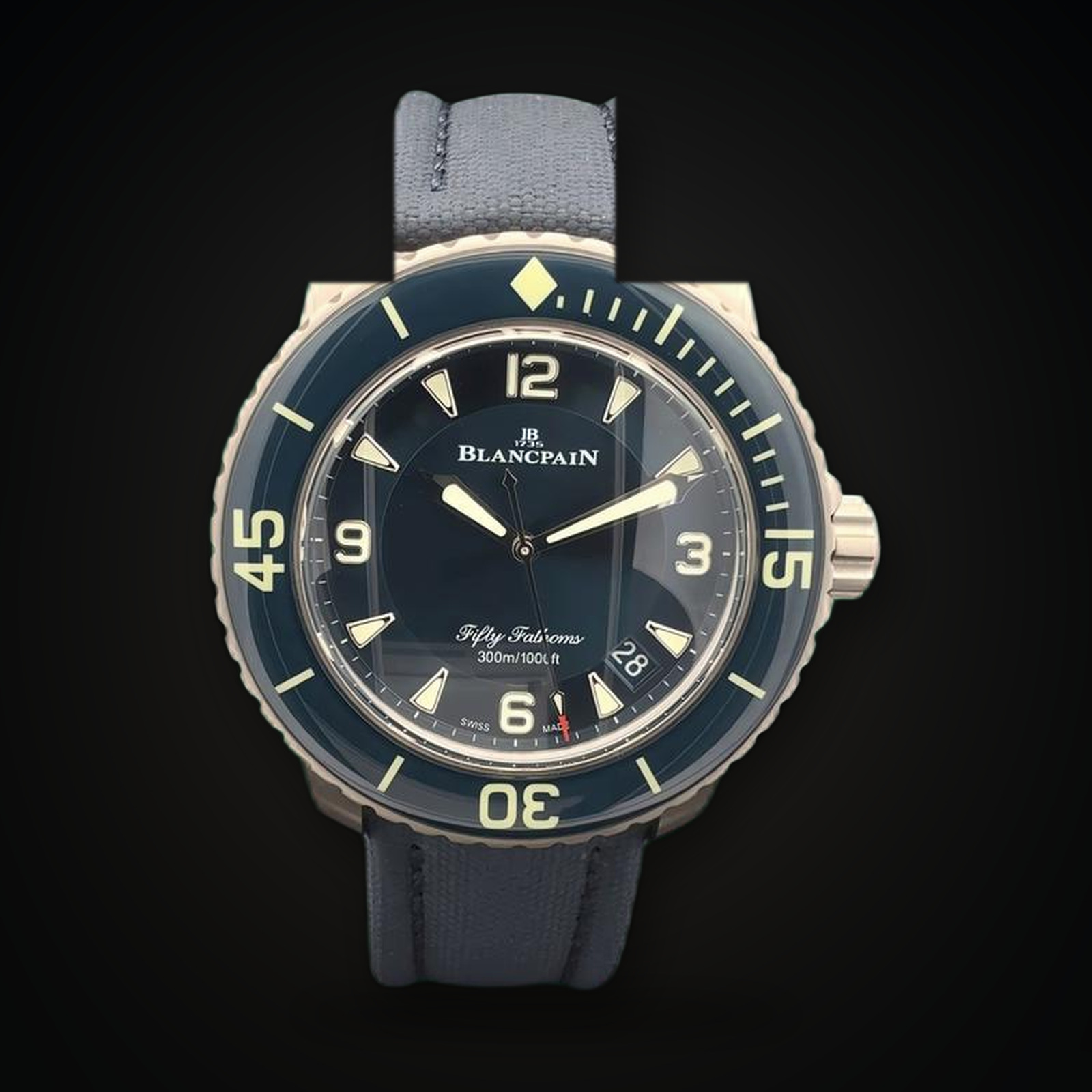 Blancpain Fifty Fathoms Titanium Blue dial Sailcloth 5015-12B40-O52A Full Set - Image 2