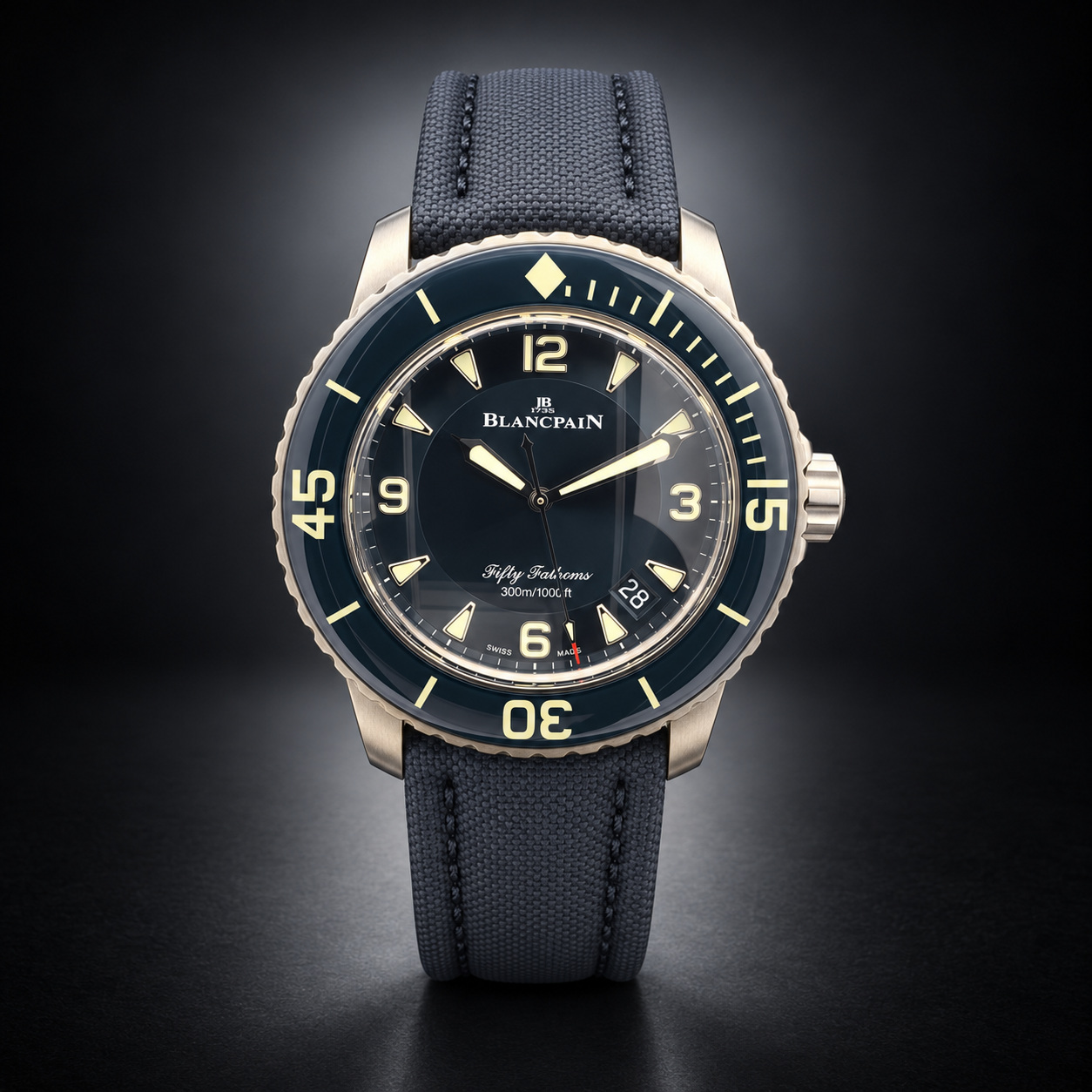 Blancpain Fifty Fathoms Titanium Blue dial Sailcloth 5015-12B40-O52A Full Set