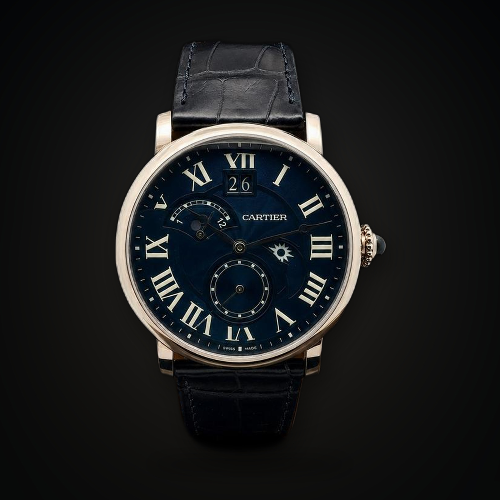 Cartier Rotonde de Cartier Retrograde GMT White Gold Blue Dial Mens Watch W1556241 Limited to 200pcs