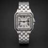 Cartier Panthère W4PN0008 medium steel watch with diamond bezel, front view